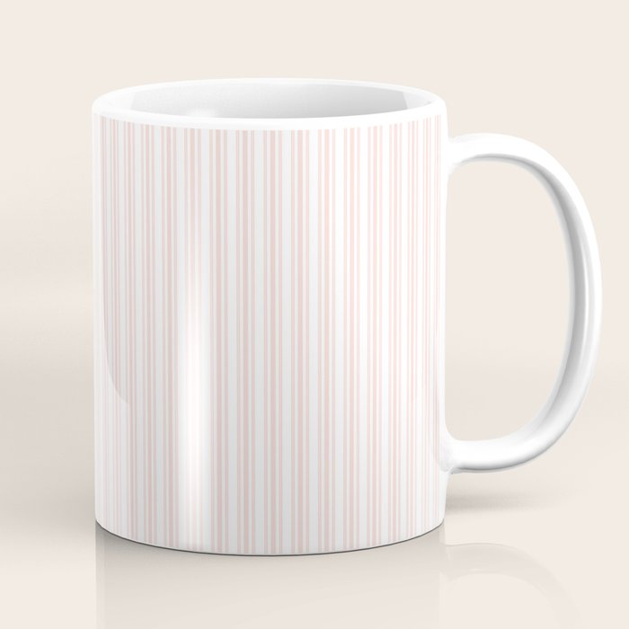 Classic Small Pink Rosebud Pastel Pink French Mattress Ticking Double Stripes Coffee Mug