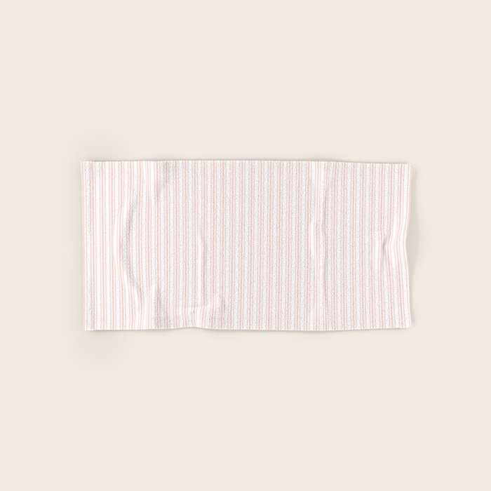 Classic Small Pink Rosebud Pastel Pink French Mattress Ticking Double Stripes Bath Towel