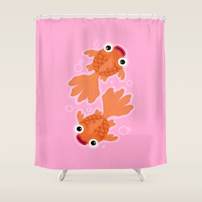 Goldfish Cute Kawaii Fish Shower Curtain