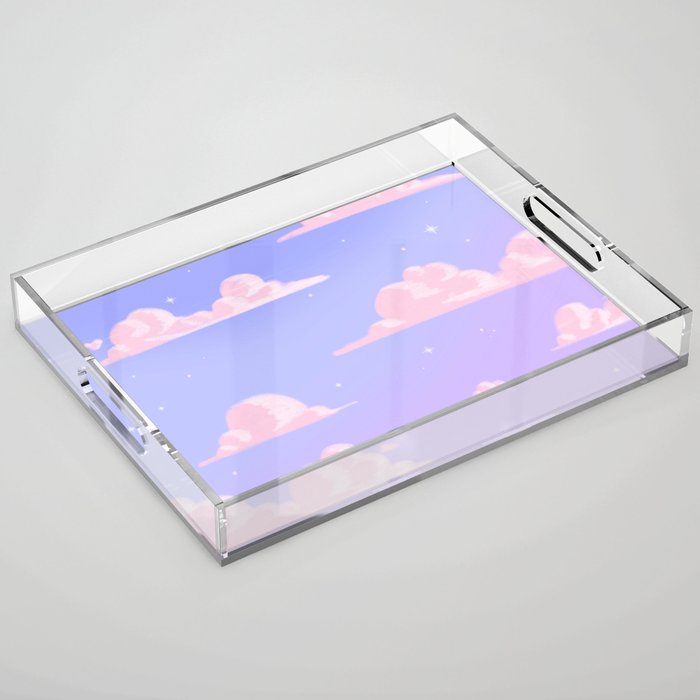 Pink Clouds Purple Sky Lo Fi Acrylic Tray