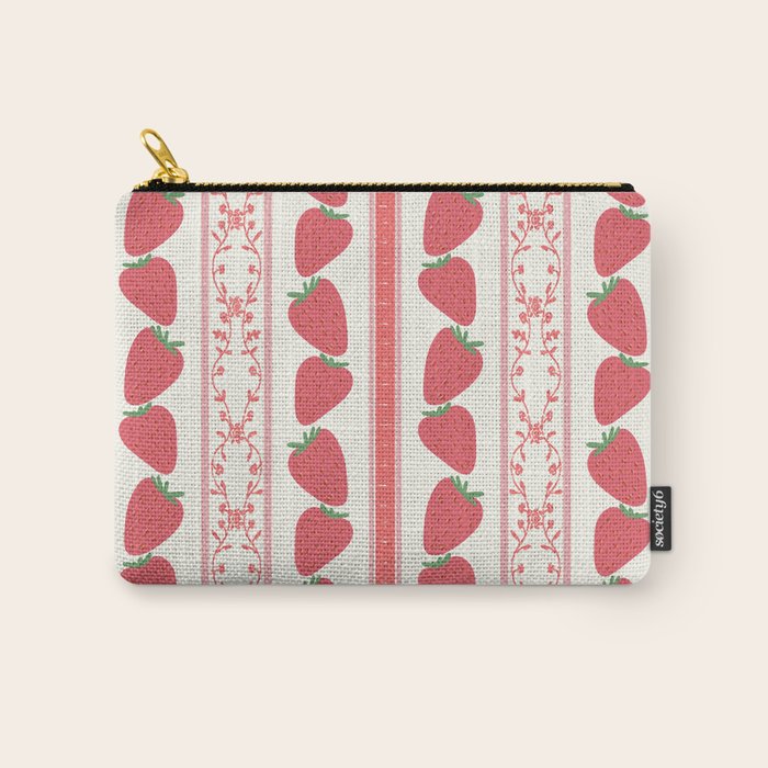 Strawberries Red Stripes  Carry All Pouch