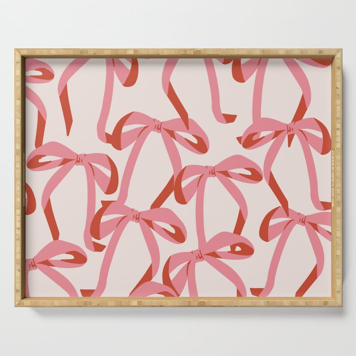 Pink Champagne Coquette Bows Serving Tray