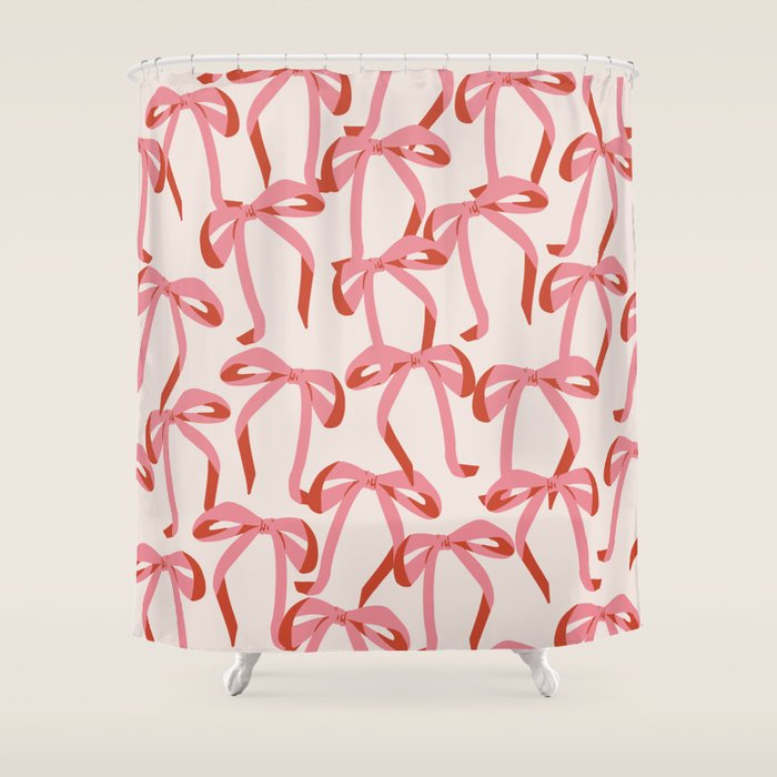 Pink Champagne Coquette Bows Shower Curtain