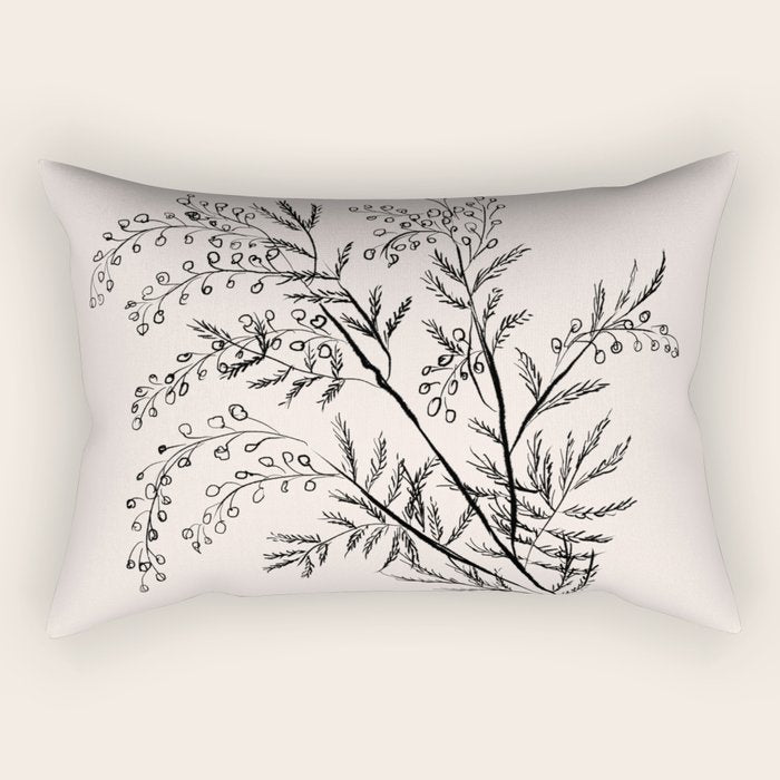 Minimal Acacia Branch Rectangular Pillow