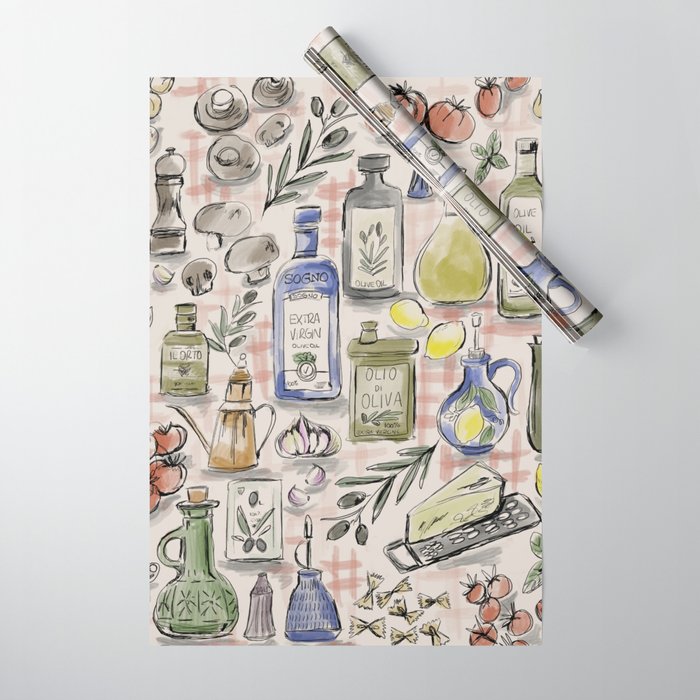 Cucina Italiana Food Recipe Wrapping Paper