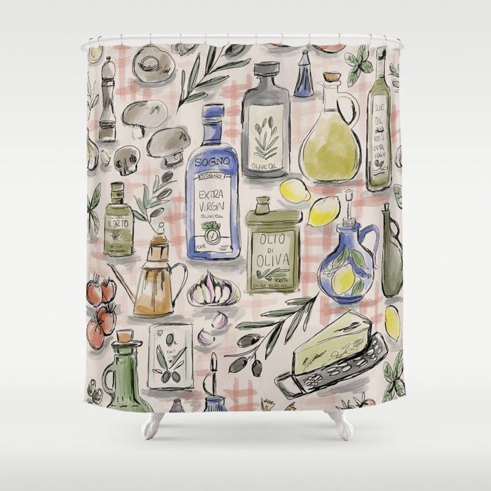 Cucina Italiana Food Recipe Shower Curtain