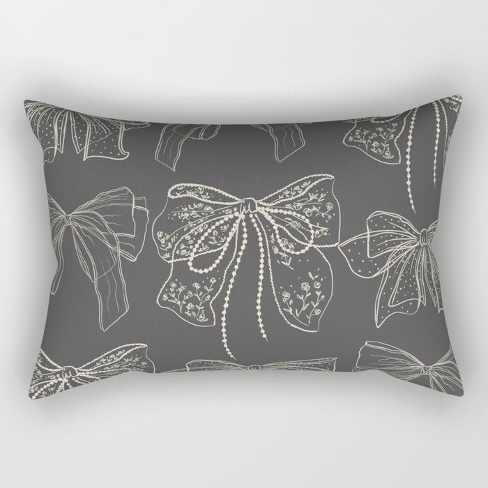 Romantic Bows Gray Pattern Rectangular Pillow