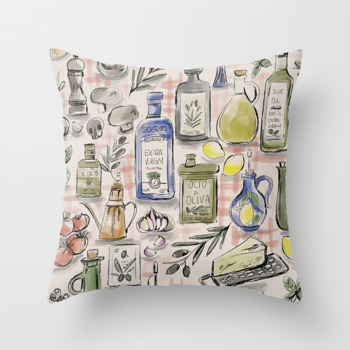 Cucina Italiana Food Recipe Throw Pillow