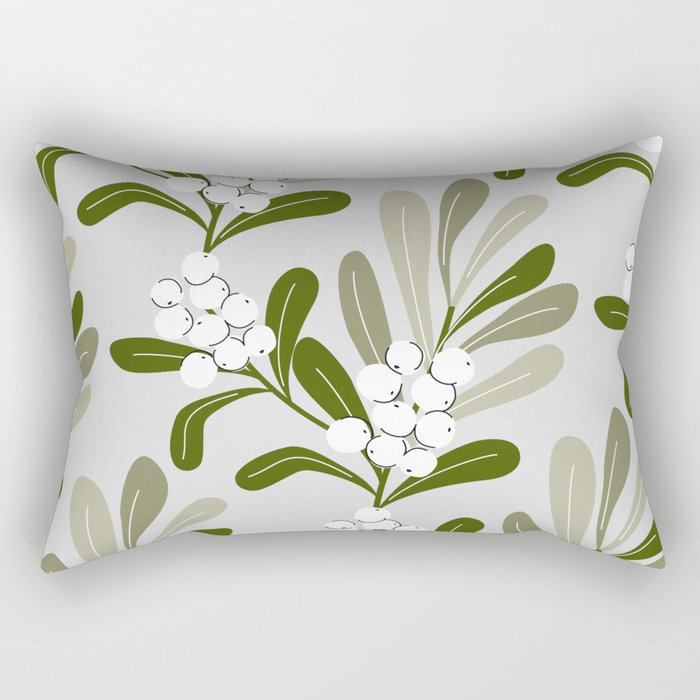 Mistletoe Pattern - Green Rectangular Pillow