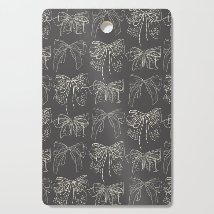 Romantic Bows Gray Pattern Cutting Board