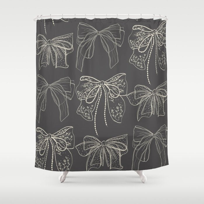 Romantic Bows Gray Pattern Shower Curtain