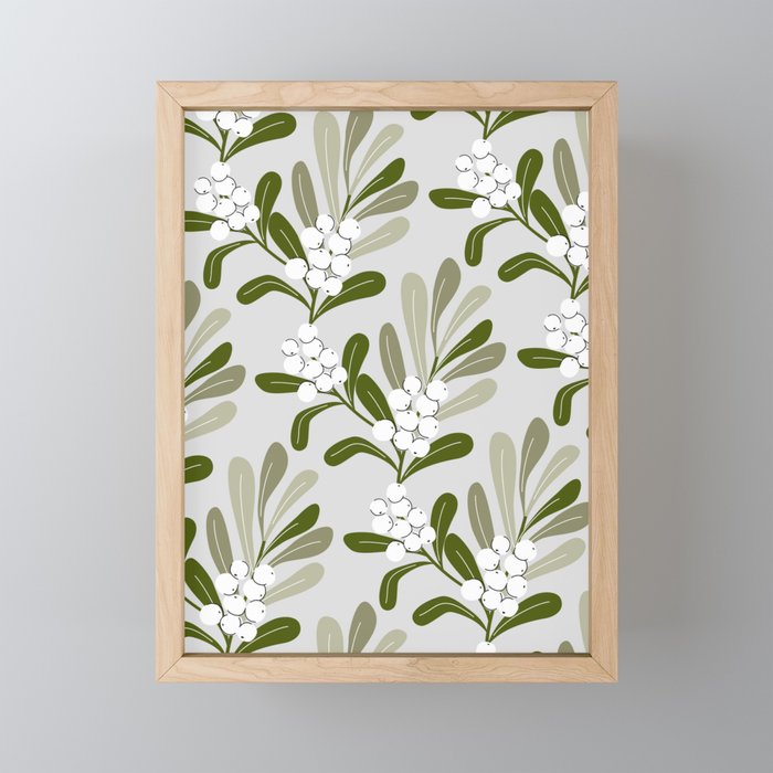 Mistletoe Pattern - Green Mini Art Print