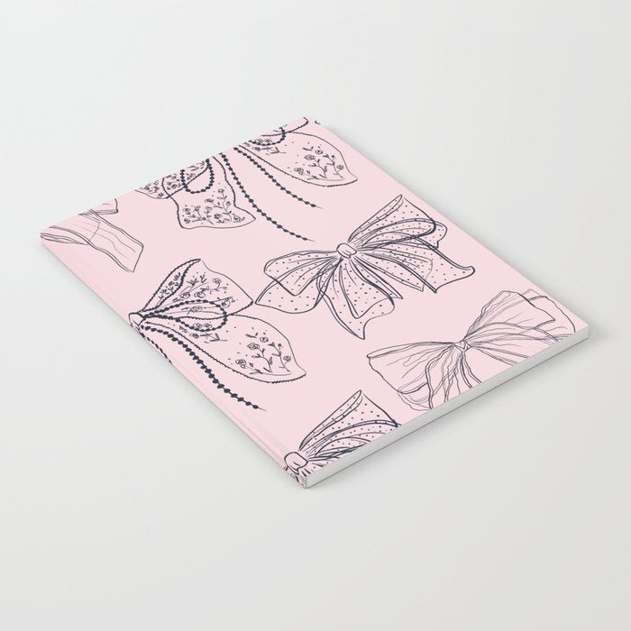 Romantic Lace Bows Pink Pattern Notebook