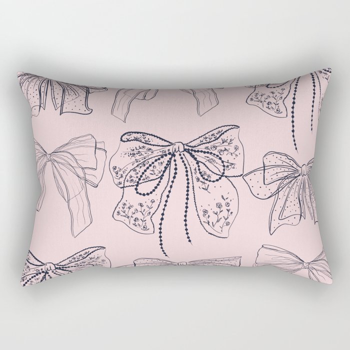 Romantic Lace Bows Pink Pattern Rectangular Pillow
