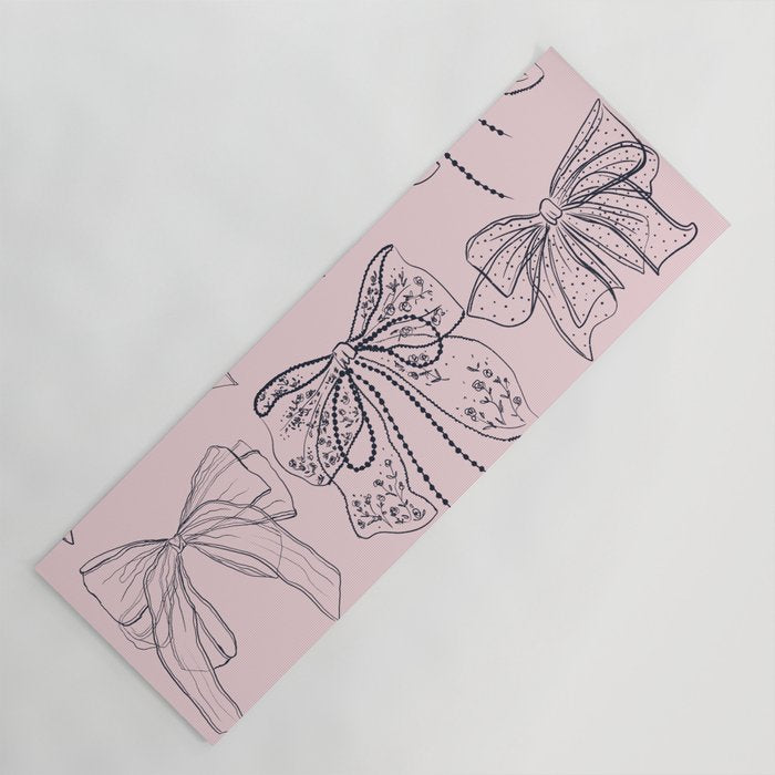 Romantic Lace Bows Pink Pattern Yoga Mat