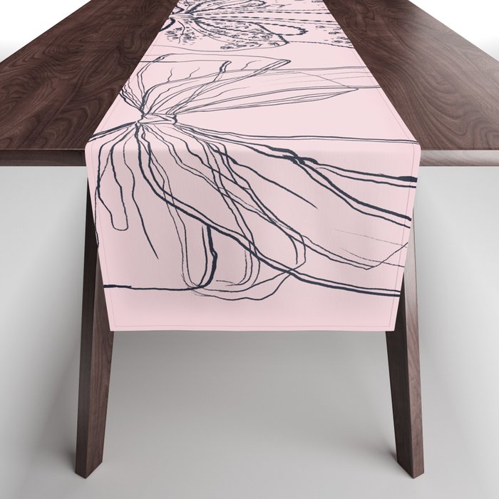 Romantic Lace Bows Pink Pattern Table Runner