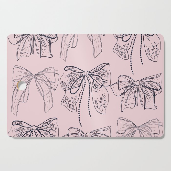 Romantic Lace Bows Pink Pattern Cutting Board