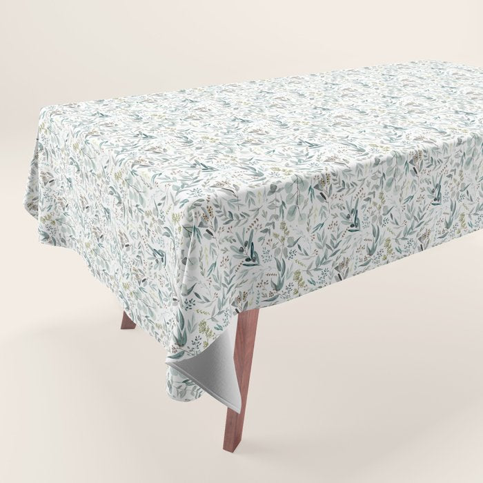 Botanical Eucalyptus Leaves Pattern Tablecloth