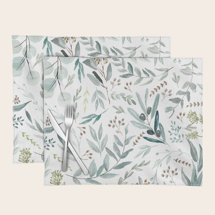 Botanical Eucalyptus Leaves Pattern Placemat