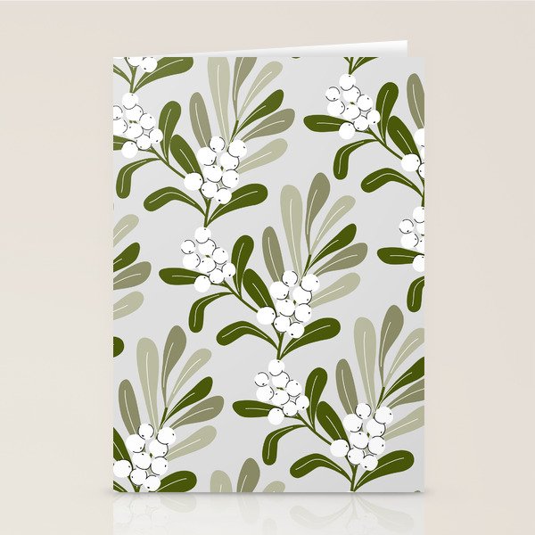 Mistletoe Pattern - Green Stationery Card