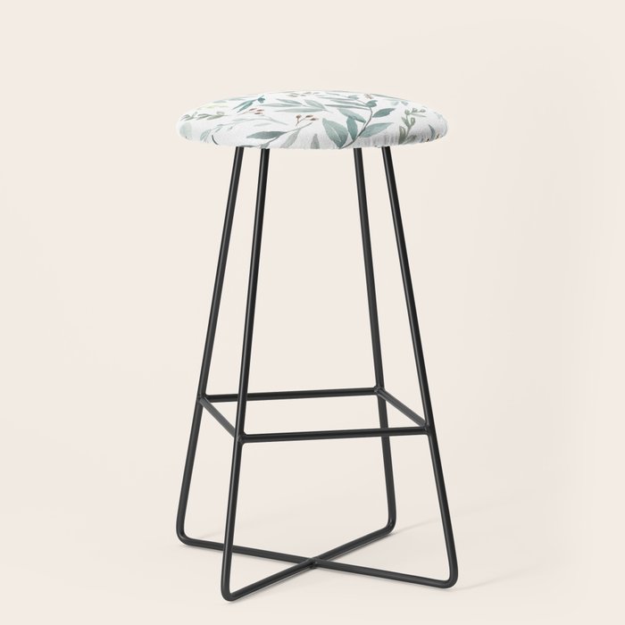 Botanical Eucalyptus Leaves Pattern Stool