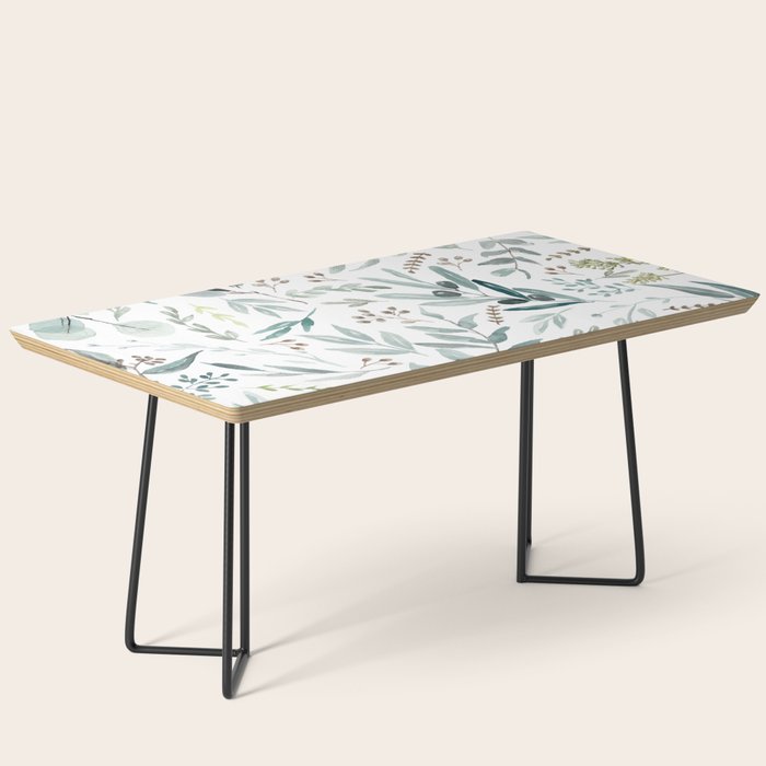 Botanical Eucalyptus Leaves Pattern Coffee Table