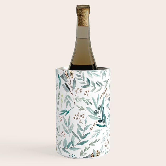 Botanical Eucalyptus Leaves Pattern Wine Chiller