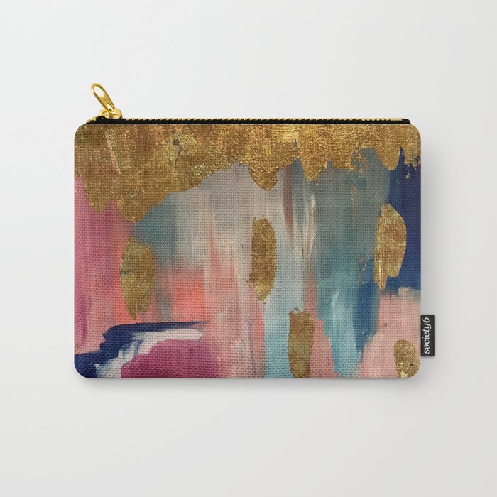 Gold Leaf & Indigo Blue Abstract Carry All Pouch