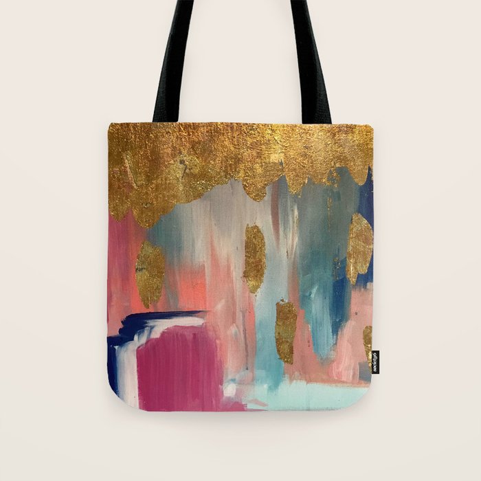 Gold Leaf & Indigo Blue Abstract Tote Bag