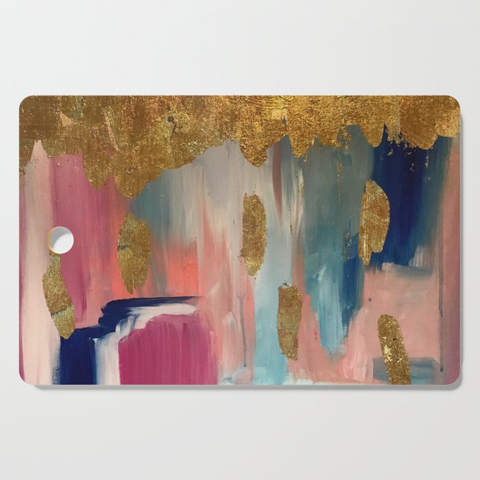 Gold Leaf & Indigo Blue Abstract Cutting Board