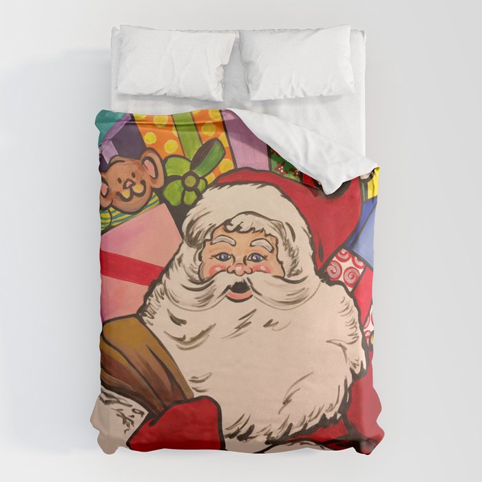 Santa Claus With Boxes Of Presents Duvet Cover
