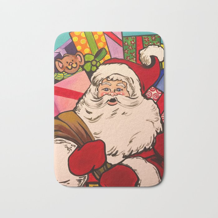 Santa Claus With Boxes Of Presents Bath Mat