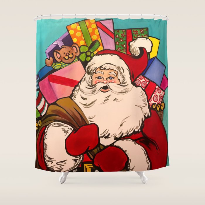 Santa Claus With Boxes Of Presents Shower Curtain