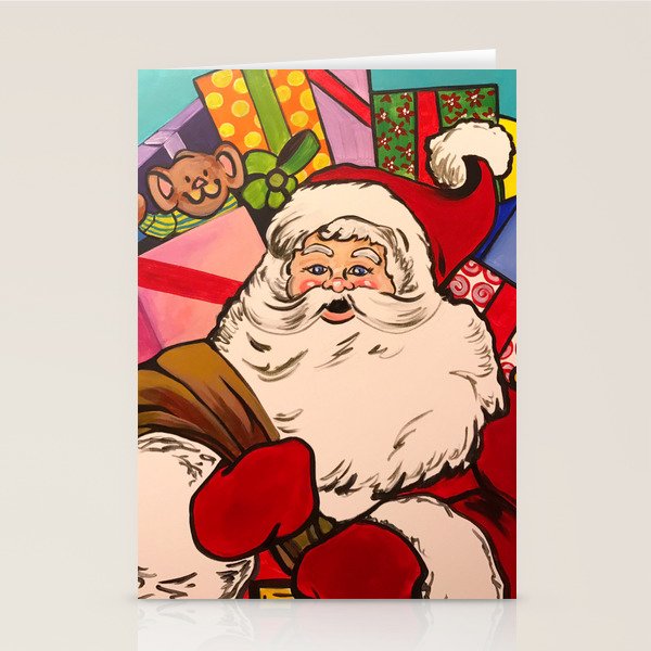 Santa Claus With Boxes Of Presents Stationery Card
