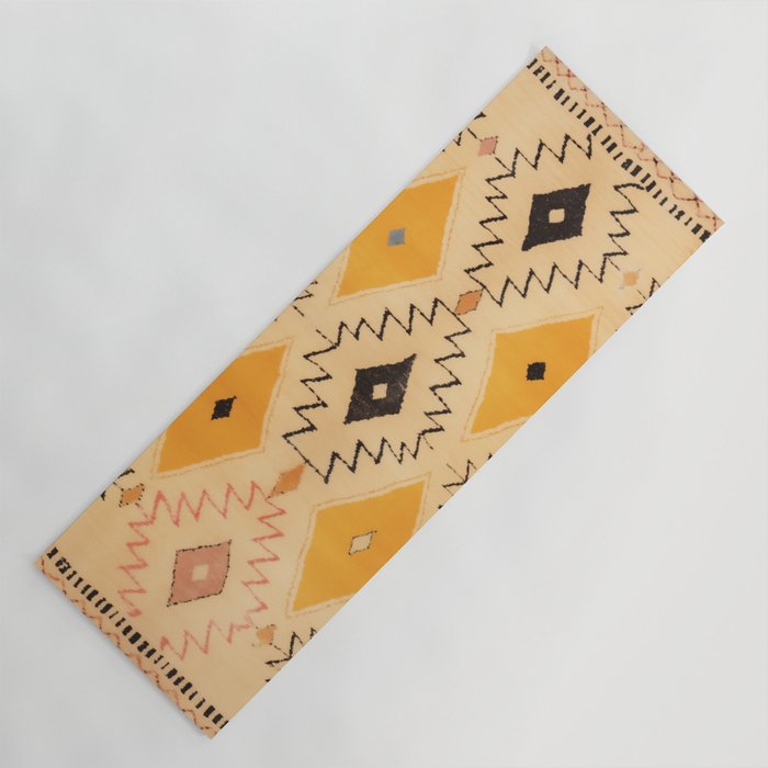 Moroccan Berber Rug Design No.75 - Yellow Yoga Mat