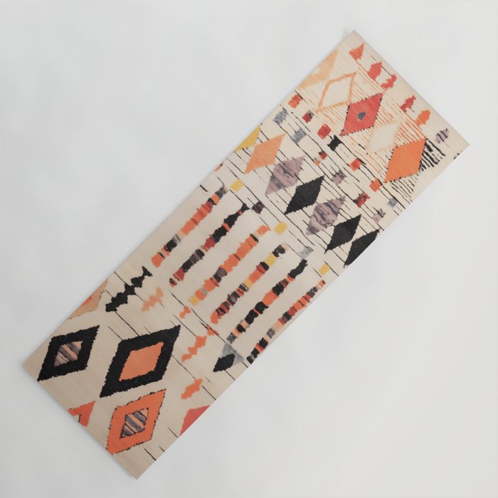 Moroccan Berber Rug Design No.46 - Multicolor, Ivory White Yoga Mat