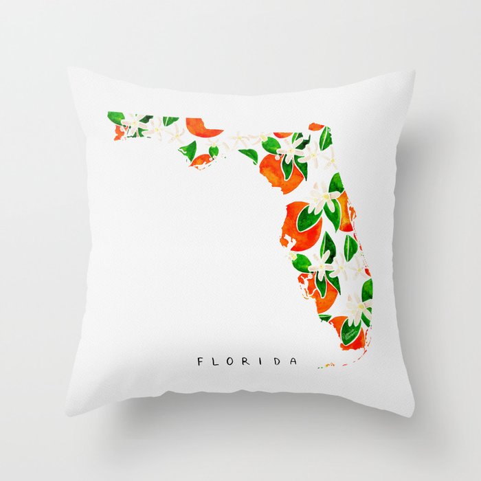 Florida State Flower - Orange Blossoms Throw Pillow