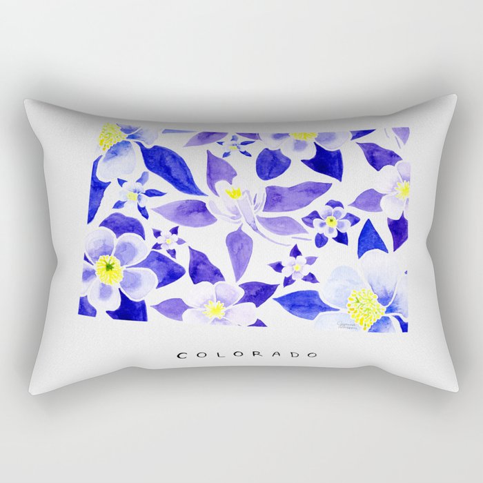 Colorado State Flower - Blue Columbine Rectangular Pillow
