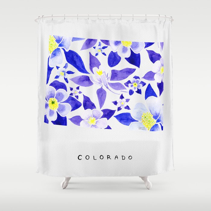 Colorado State Flower - Blue Columbine Shower Curtain