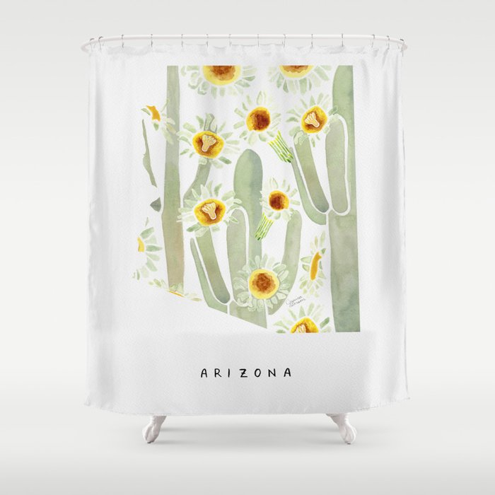 Arizona State Saguaro Cactus Blossoms Shower Curtain