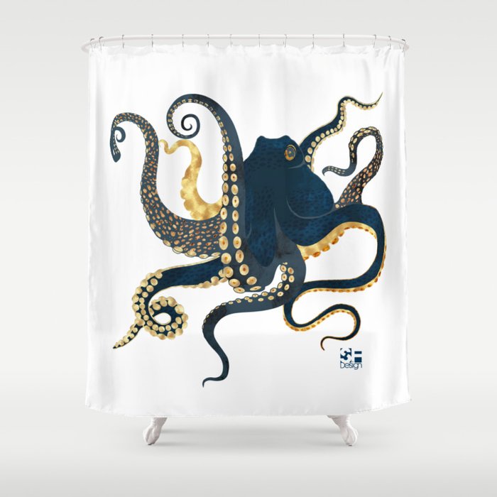 Metallic Octopus Iv-Custom Shower Curtain