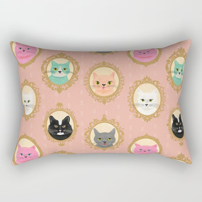 Cat Cameos - Cute Kitty Portraits Rectangular Pillow