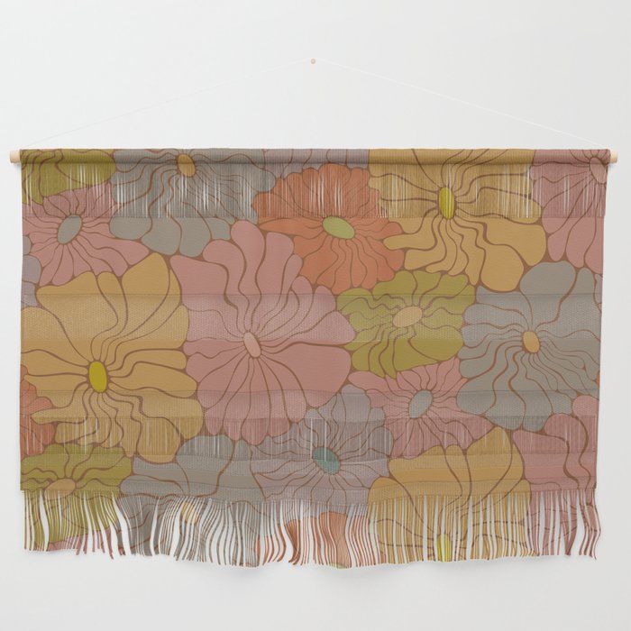 Exotic Groovy Flowers - Earthy Neutral Boho Garden Wall Hanging