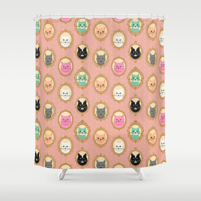 Cat Cameos - Cute Kitty Portraits Shower Curtain