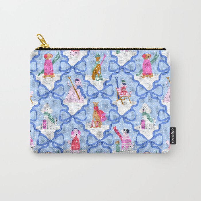 Apres Ski Dogs With Bows Carry All Pouch