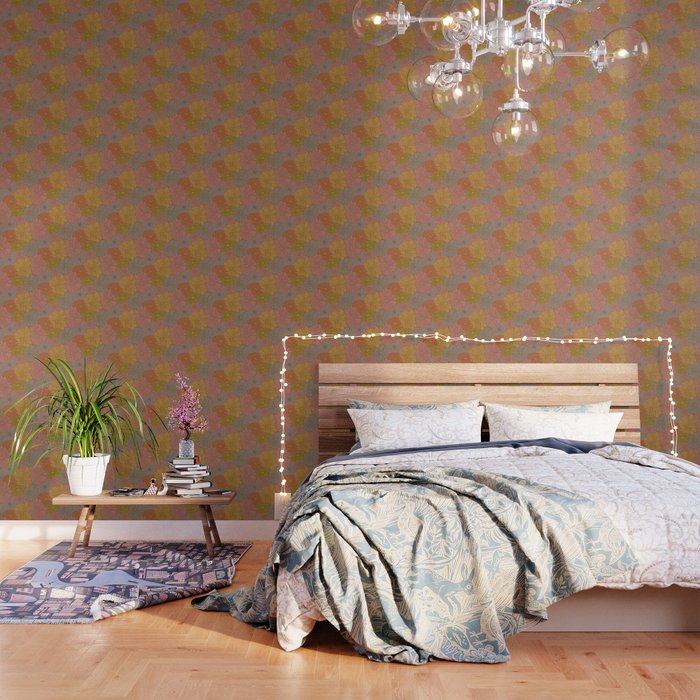 Exotic Groovy Flowers - Earthy Neutral Boho Garden Wallpaper