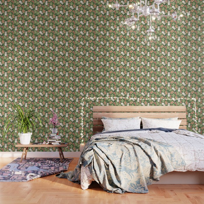 Sweet Christmas Cookies On Green Wallpaper
