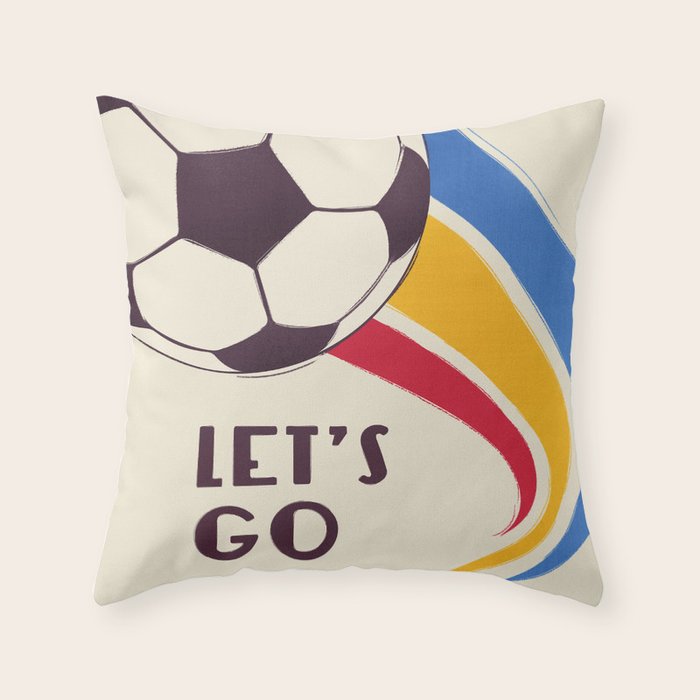Let'S Go - Soccer Illustration Throw Pillow