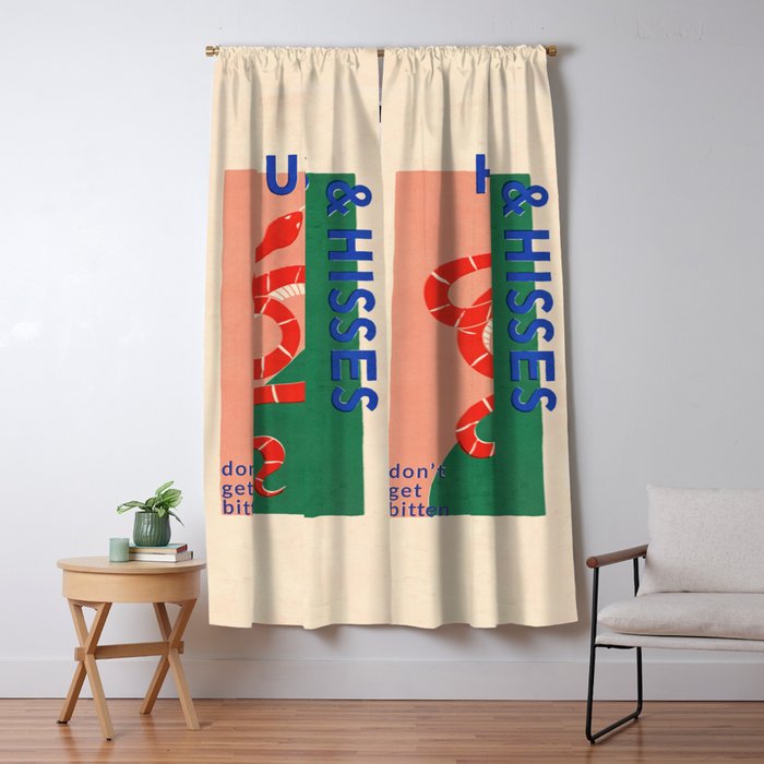 Vintage Snake, Retro Illustration And Typography  Window Curtain