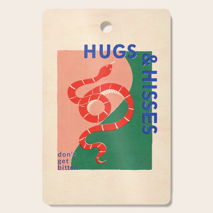 Vintage Snake, Retro Illustration And Typography  Cutting Board